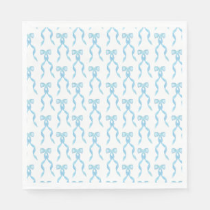Fancy Watercolor Blue Bow Pattern Napkins