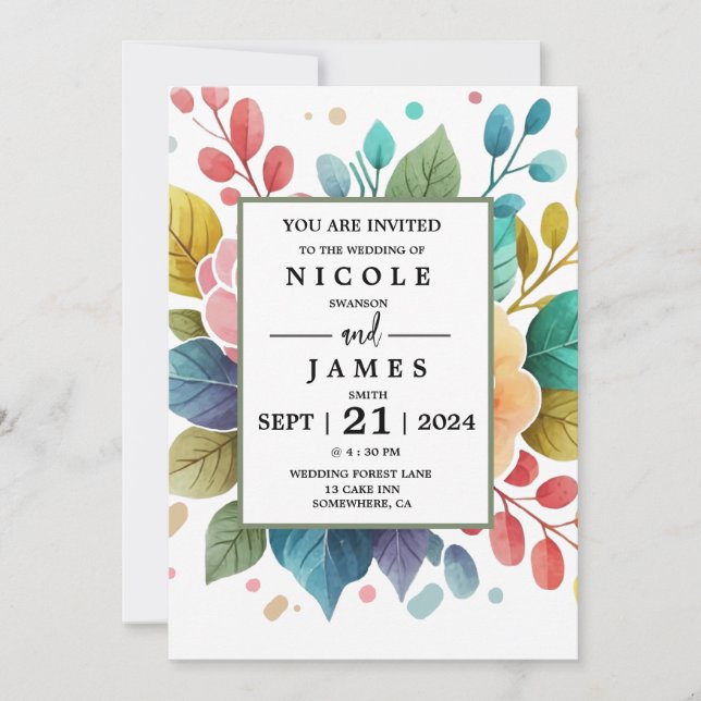 Fancy Watercolor Floral Invitation (Front)