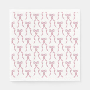 Fancy Watercolor Pink Bow Pattern Napkins