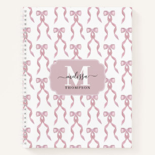 Fancy Watercolor Pink Bow Pattern Notebook