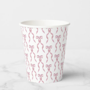 Fancy Watercolor Pink Bow Pattern Paper Cups