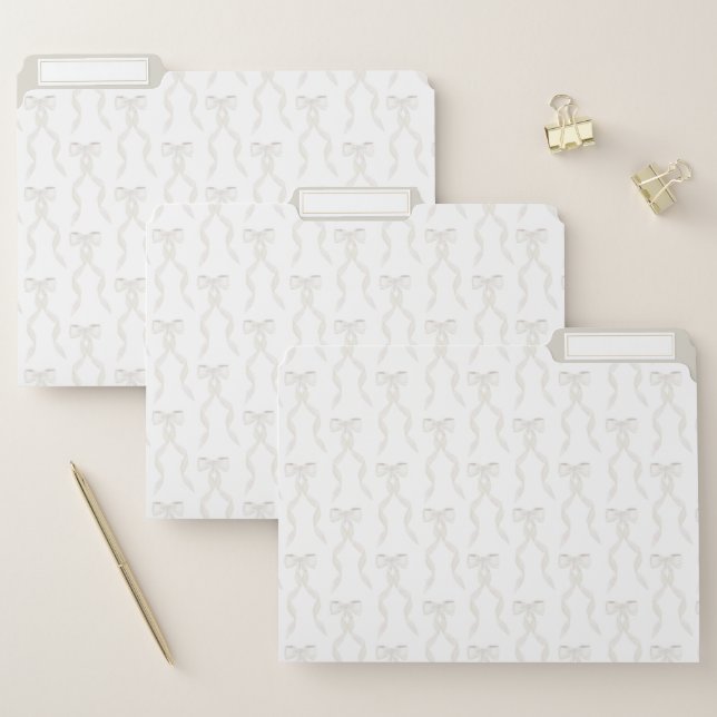 Fancy Watercolor White Bow Pattern File Folder (Set)