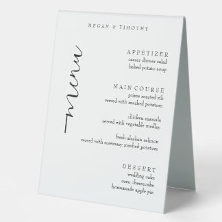 Fancy Wedding Menu Table Tent