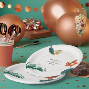 Fancy Wedding Tropical Flowers Paper Plates