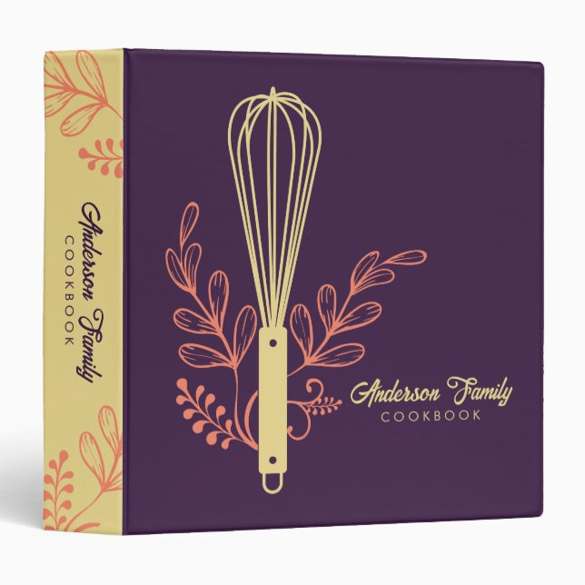 Fancy whisk cooking baking cookbook recipe binder (Front/Spine)