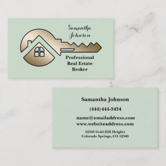 Fancy Whispering Sage Gold Key Real Estate Business Card