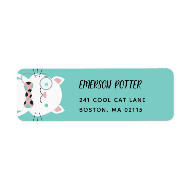 Fancy White Cat | Turquoise Label (Front)