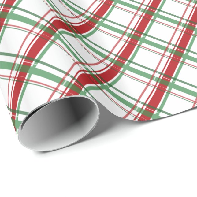 Fancy White Christmas Plaid Wrapping Paper (Roll Corner)