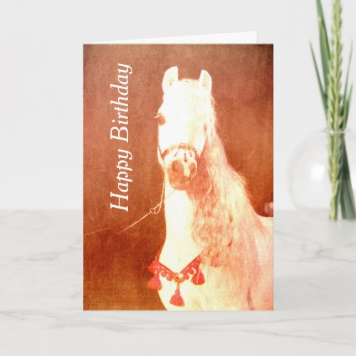 Fancy White Circus Pony Vintage Gypsy Style Card