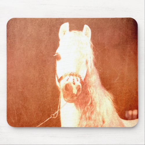 Fancy White Circus Pony Vintage Gypsy Style Mouse Pad