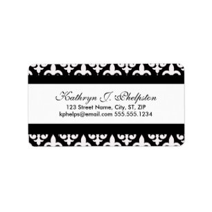 Fancy White Fleur-de-lis Personalized Address Label