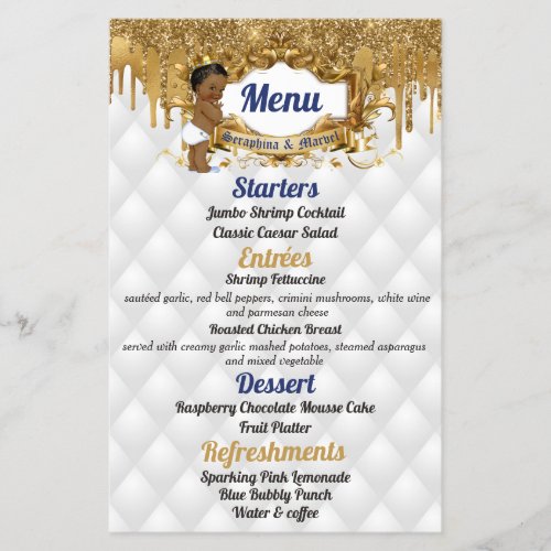 Fancy WhiteGold Drip Glitter African Prince Menu Flyer