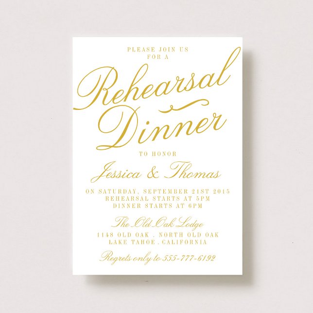 Fancy White & Gold Wedding Rehearsal Dinner Invitation (Creator Uploaded)