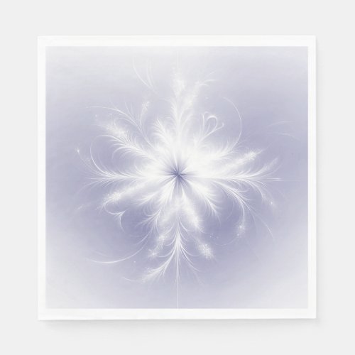 Fancy White Snowflake On Purple Napkins