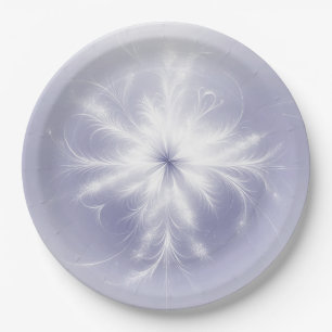 Fancy White Snowflake On Purple Paper Plates