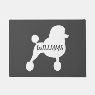 Fancy White Standard Poodle Dog Silhouette Custom Doormat
