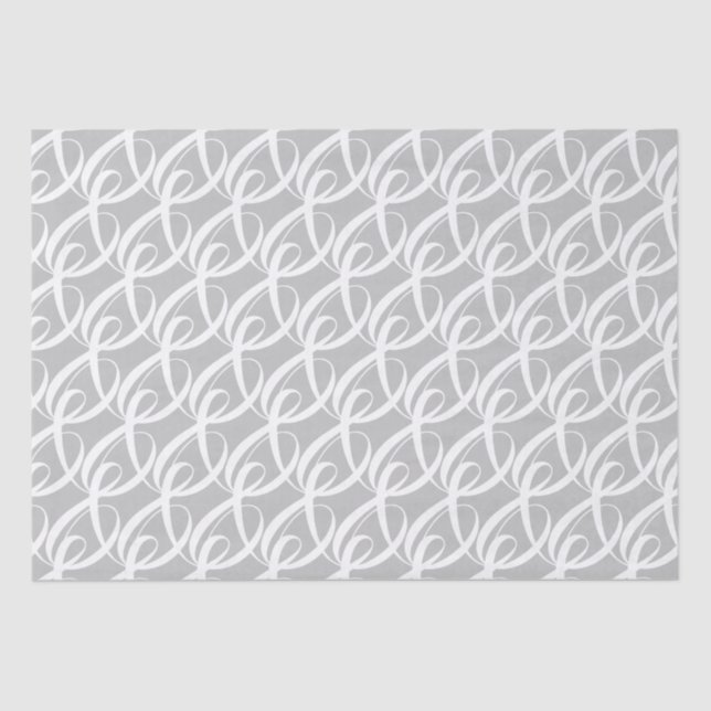 Fancy White Togetherness Symbol on Silver Wedding Tissue Paper (Front)