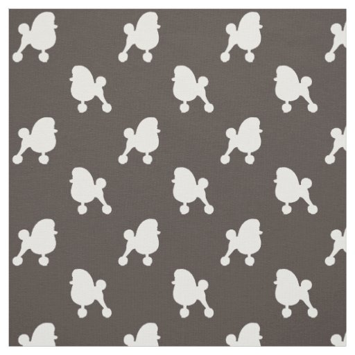 Fancy White Toy Poodle Dog Silhouettes Pattern Fabric