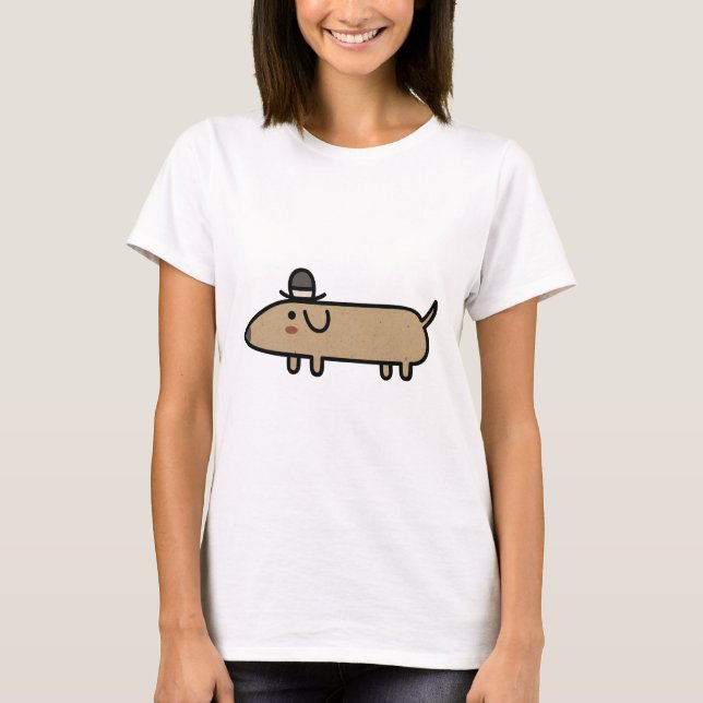 Fancy Wiener Dog with Hat T-Shirt (Front)