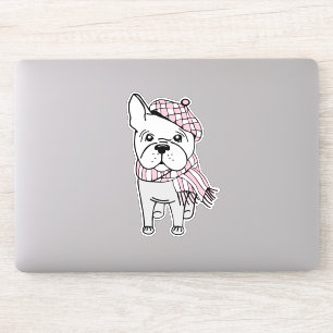 Fancy Winter French Bulldog Vinyl Sticker