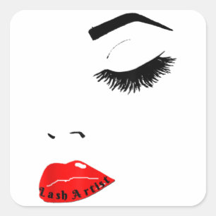 Fancy Women's Makeup-Lash Extensions Artist Print Square Sticker