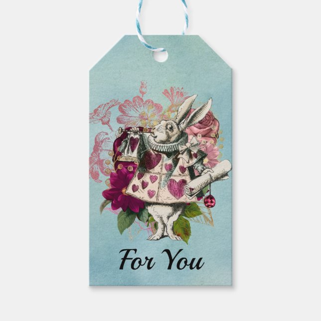 Fancy Wonderland White Rabbit   Gift Tags (Front)