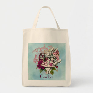Fancy Wonderland White Rabbit Personalized   Tote Bag