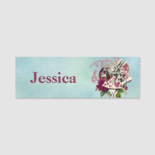 Fancy Wonderland White Rabbit Small Name Tag