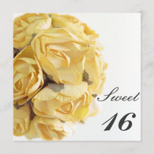 Fancy Yellow Roses Sweet Sixteen Birthday Party Invitation