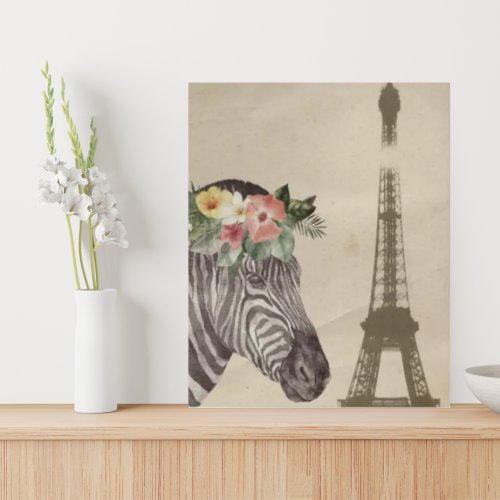 Fancy Zebra  Eiffel Tower  Faux Canvas Print