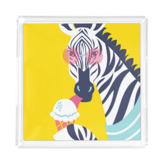 Fancy Zebra: Pink Sunglasses Vintage. Acrylic Tray