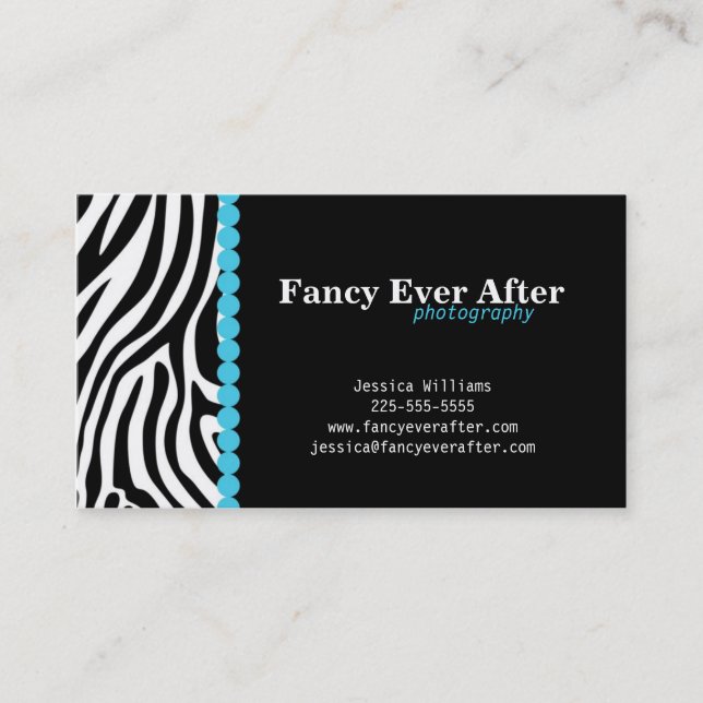 Fancy Zebra Print Business Card (Front)