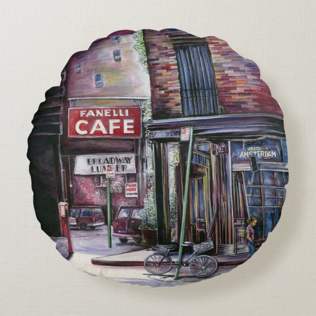 Fanelli's Charm, New York City, Soho, New York Round Pillow (Front)