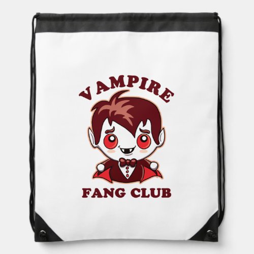 Fang Club  Funny Pun And Cute Vampire Drawstring Bag
