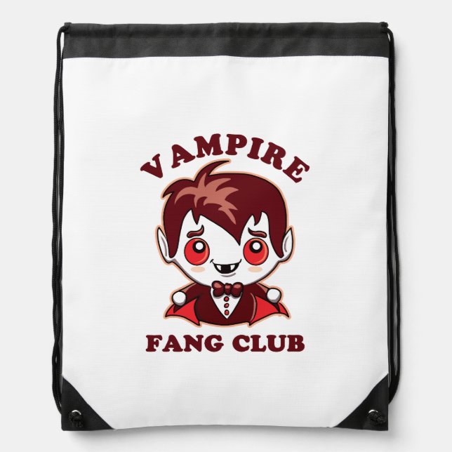 Fang Club | Funny Pun And Cute Vampire Drawstring Bag (Front)