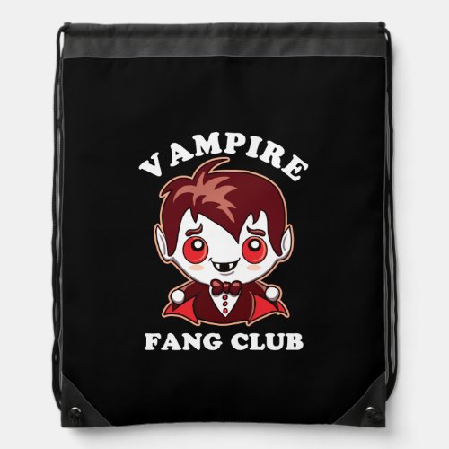 Fang Club  Funny Pun And Cute Vampire Drawstring Bag