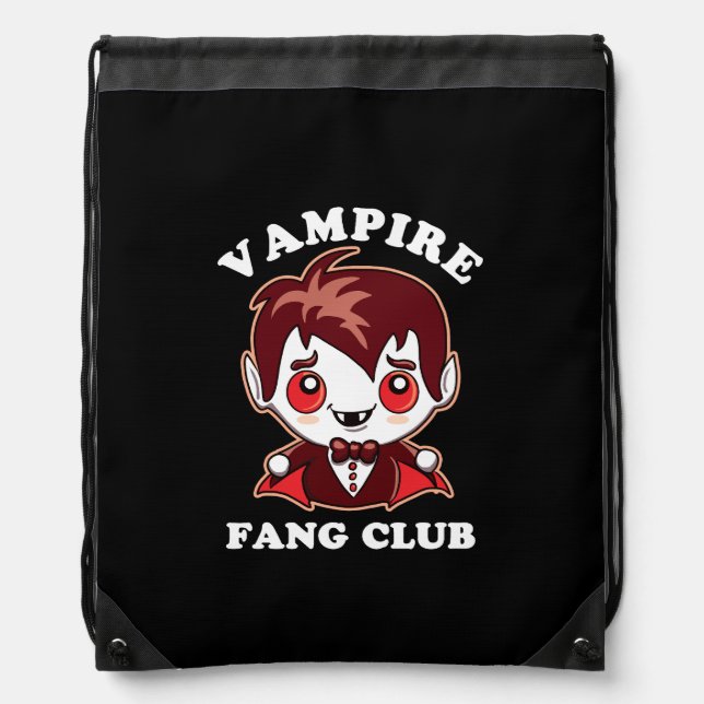 Fang Club | Funny Pun And Cute Vampire Drawstring Bag (Front)