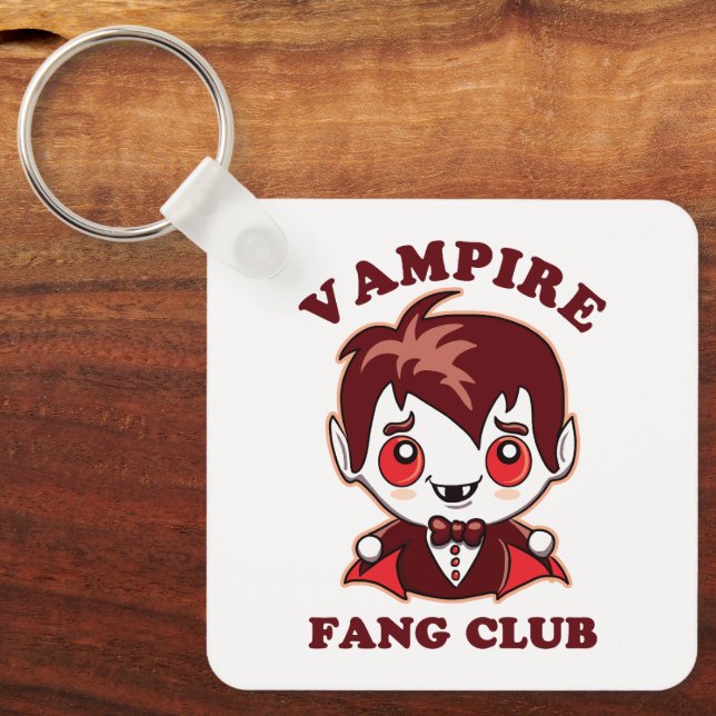 Fang Club | Funny Pun And Cute Vampire Keychain (Front)