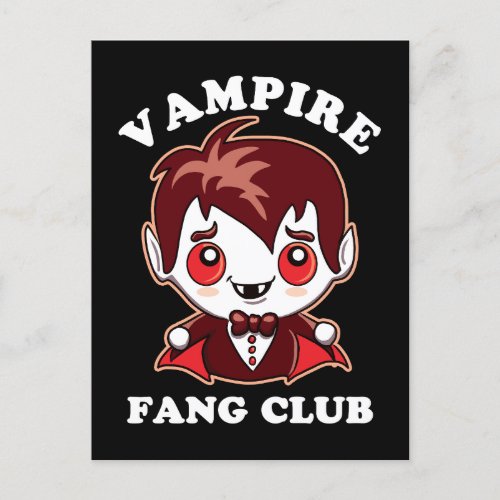 Fang Club  Funny Pun And Cute Vampire Postcard