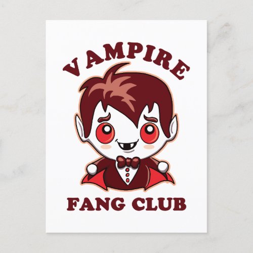 Fang Club  Funny Pun And Cute Vampire Postcard