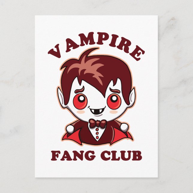 Fang Club | Funny Pun And Cute Vampire Postcard (Front)