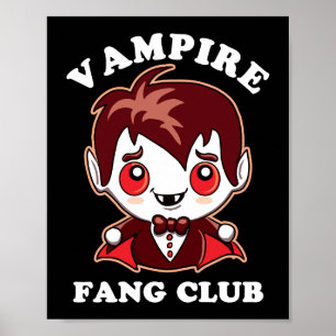 Fang Club Funny Pun And Cute Vampire Poster