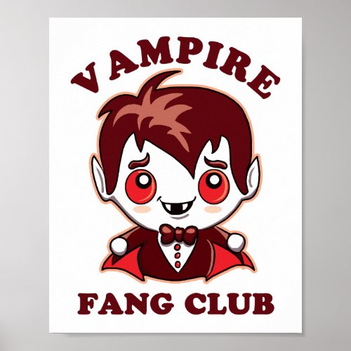 Fang Club  Funny Pun And Cute Vampire Poster