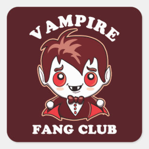 Fang Club Funny Pun And Cute Vampire Square Sticker