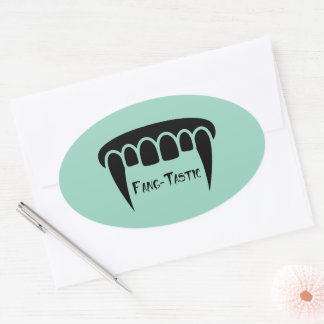 Fang-Tastic Fangs | Black Version  Oval Sticker