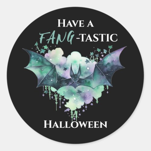 Fang_Tastic Halloween Bat Classic Round Sticker