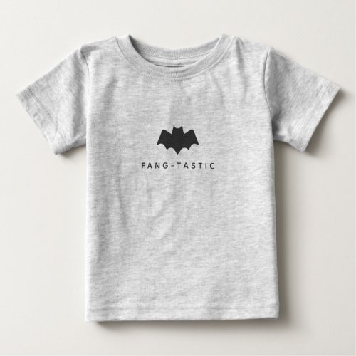 Fang_Tastic Halloween Bat Modern Fun Gray Baby T_Shirt