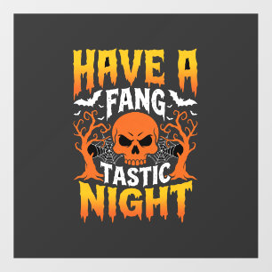 Fang-Tastic Night Halloween Skull and Bats Floor Decals