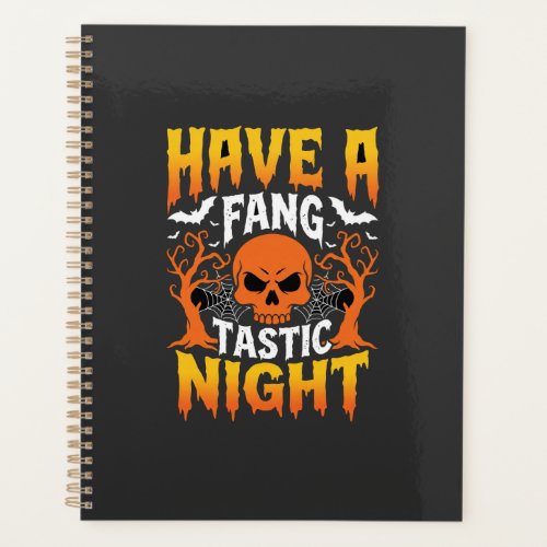 Fang-Tastic Night Halloween Skull and Bats Planner