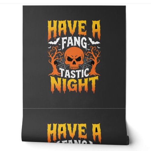 Fang-Tastic Night Halloween Skull and Bats Wallpaper